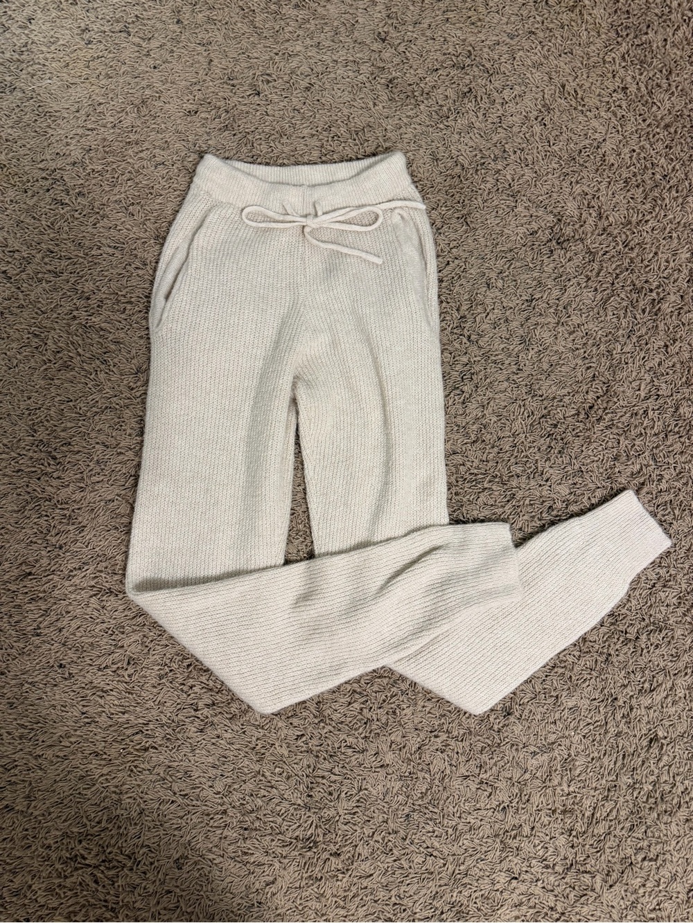 Princess Polly Cream Knit Jogger Pants